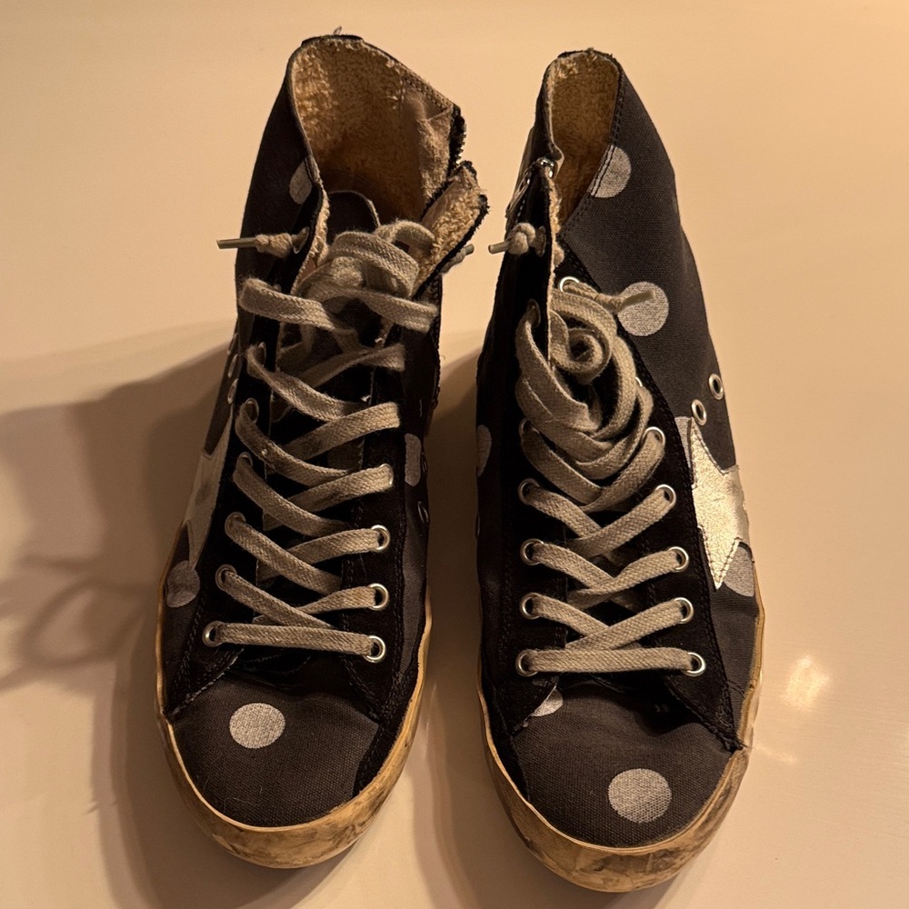 Golden Goose Black and White Polka Dot Sneakers
